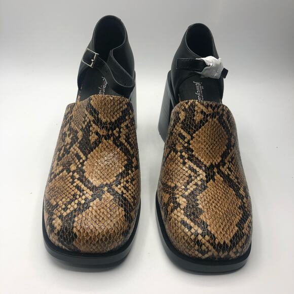 Jeffrey Campbell Audrey Mary Jane Heels In Tan Snake Combo Size US 7 - Picture 4 of 10